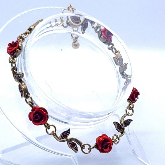 Red Rose Bracelet Beauty and the Beast Romantic Jewelry Love Girlfriend Gift New - Picture 9 of 10